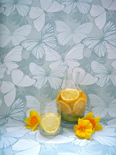 1 Roll Laura Ashley Butterfly Garden Duck Egg Wallpaper W098323-A/1 NEW Vintage