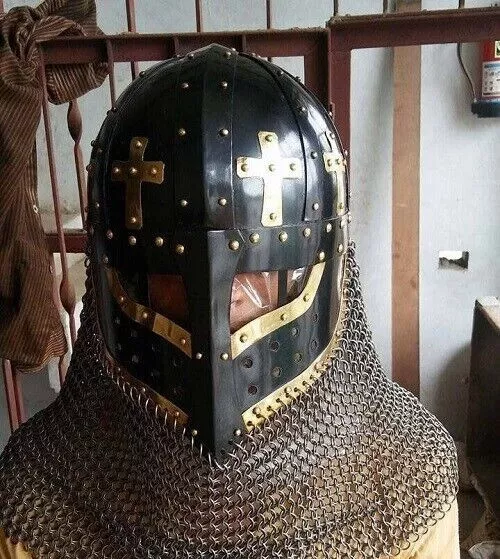 Battle Ready Viking Spectacle Helmet With Chainmail Aventail  Steel SCA LARP