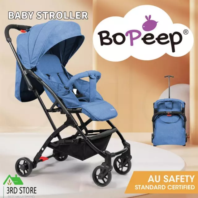 BoPeep Baby Stroller Kids Pram Push Chair Toddler Buggy Foldable Absorbers Blue