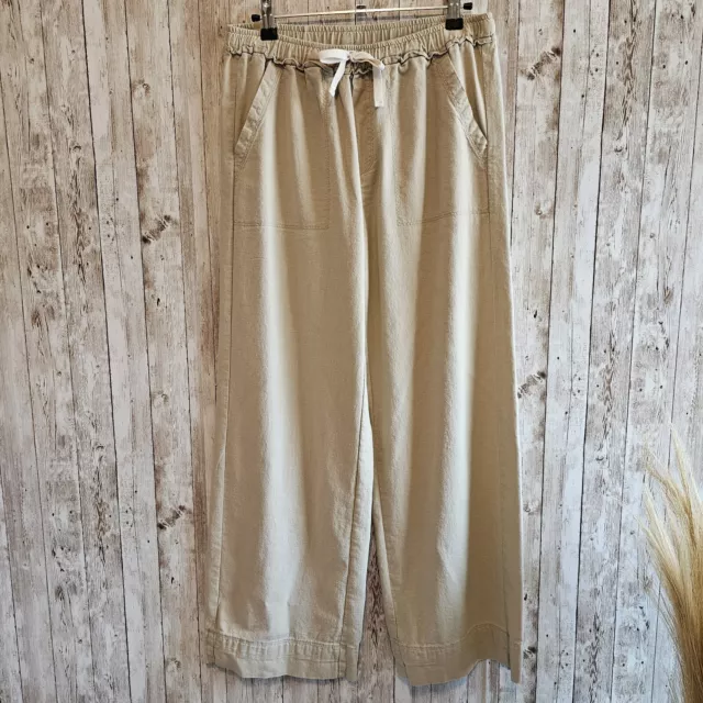 Splendid Linen Blend Pull On Wide Leg Pants Womens XS Beige Off White Ivory