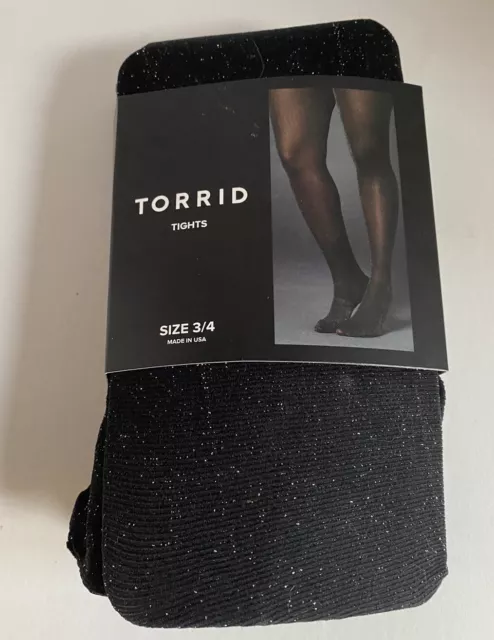 Torrid Black and Silver Opaque Sparkle Tights Size 3/4-20/24 NWT