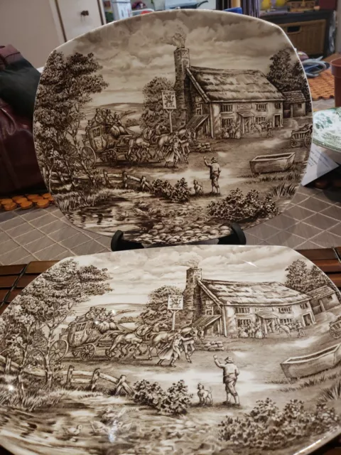 Wood & Sons Collector Plates- The Post House & Woodland - English Ironstone X 2