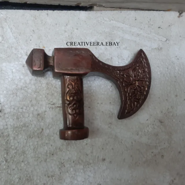 Designer Brass Axe Head Handle Only Victorian Wooden Walking Stick cane Gift