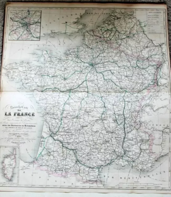 Grande carte france old world map 1852 ATLAS LEVASSEUR Ed Combette LA FRANCE