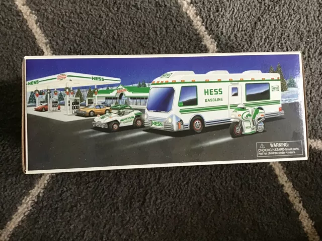 Vintage 1998 Hess Recreation Van with Dune Buggy and Motorcycle. NIB!