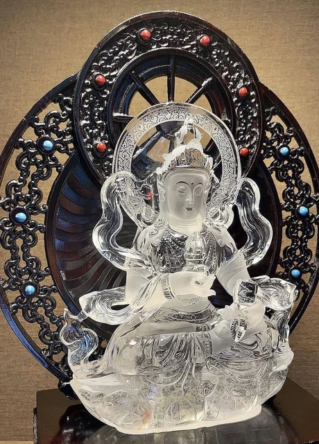 Chinese Exquisite Handmade Buddha Carving Natural Crystal Statue 3