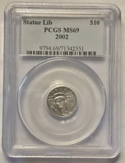 2002 1/10 oz $10 Platinum Eagle Statue of Liberty PCGS MS69