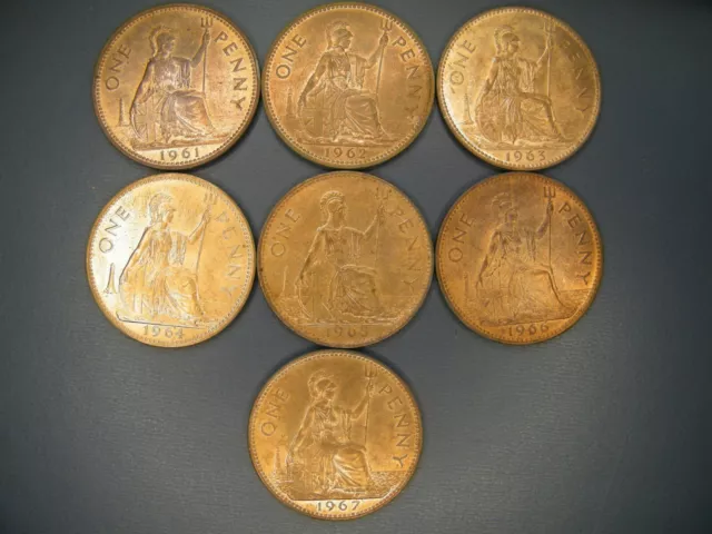 1961 TO 1967 ELIZABETH II PENNY / CHOICE OF YEAR all uncirculated/good EF