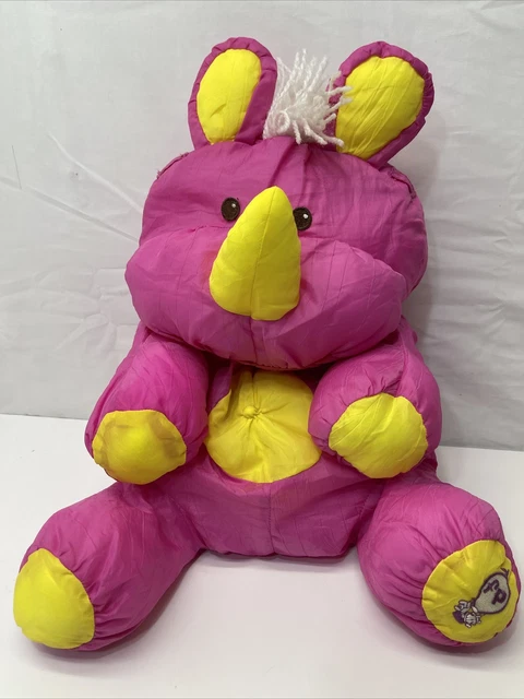 Fisher Price Wild Puffalump Pink Rhino Plush Stuffed Animal - Vintage 1987