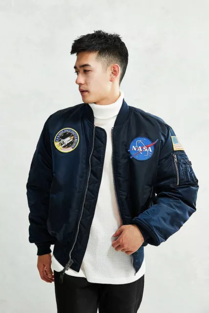 UO Alpha Industries MA-1 VF Navy Blue Men's NASA Bomber Jacket 2XL