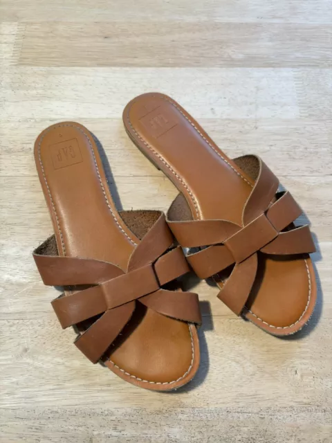 Gap Leather Slides Sandals Flip Flops Cognac Women’s Size 8 Brown Slip On *fault