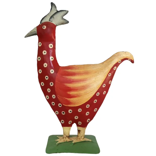 PIER 1 METAL Kitchen Rooster Chicken Figurine Farmhouse Hand Painted ...