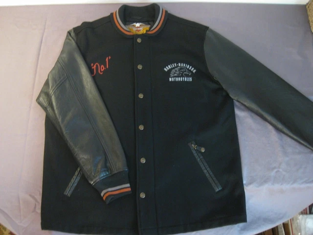 HARLEY DAVIDSON Genuine Wool & Leather Varsity Style MOTORCYCLE JACKET XL