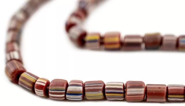 Rainbow Stripe Java Gooseberry Beads 5mm Indonesia Brown Round Glass