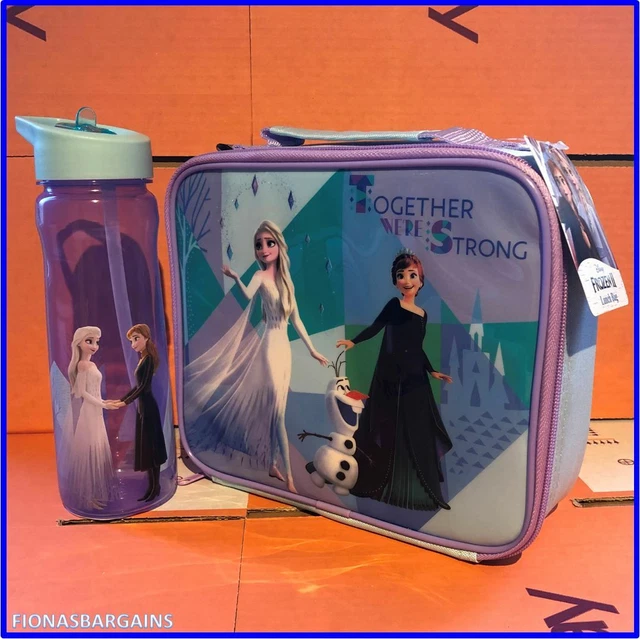 NEW DISNEY FROZEN II Rectangular School Lunch Bag & 600ml Sports Drinks
