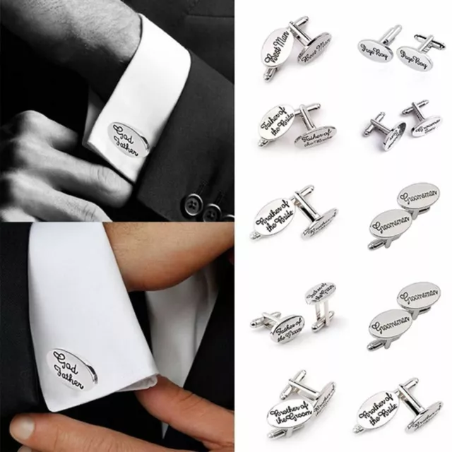 Groom Groomsmen Wedding Theme Silver Shirt Cufflinks Father Brother Son Best Man