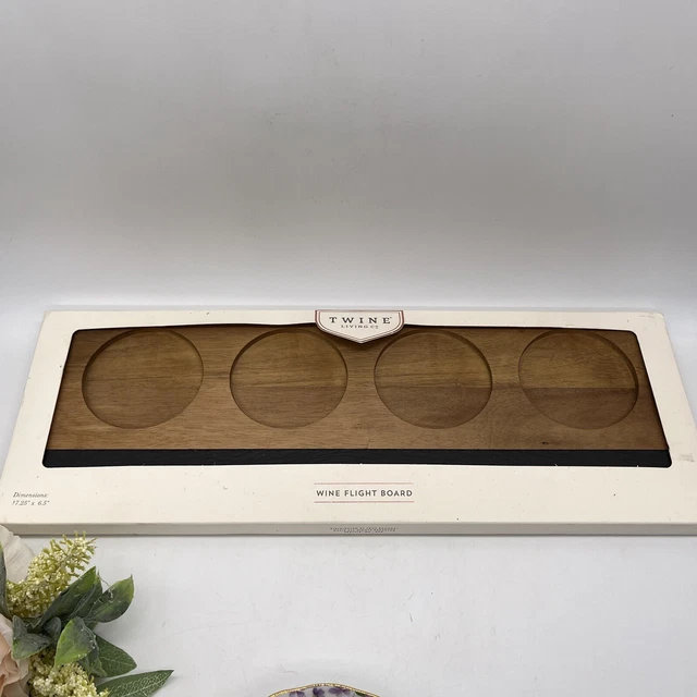 Tablero de madera Twine Living Co. Wine Flight boho natural nuevo en caja