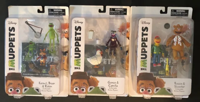 Muppets Diamond Select Action Figures Lot Kermit Robin Gonzo Fozzie Scooter 2016