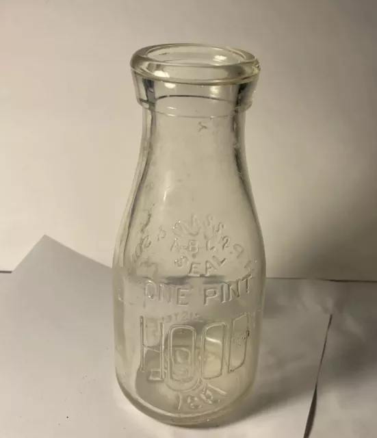 Vintage Glass HP Hood Milk Bottle - Boston, MA