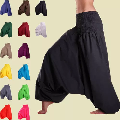 Men & Women Harem Pants Cotton Baggy Yoga Afghani Genie Indian Aladdin Trouser