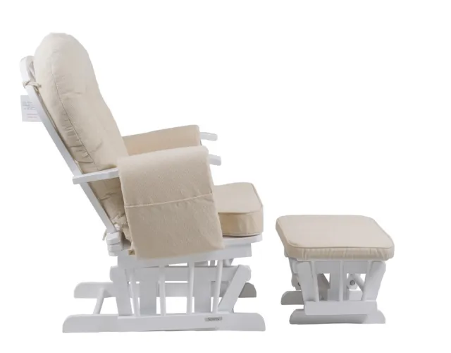 Nursing Glider Chair - Serenity White with footstool 2