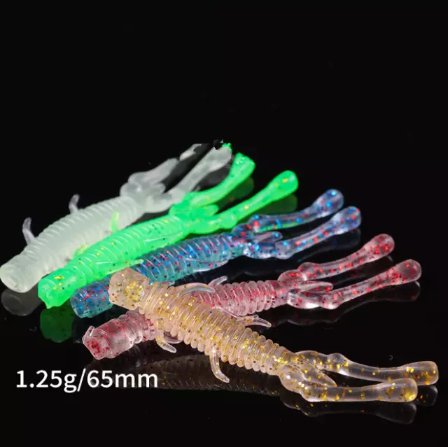 Lot 40pcs Glow Soft Prawn Shrimp Fishing Lures Bass Trout Artificial Baits Worms