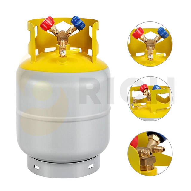 Refrigerant Recovery Storage Tank 50LB 1/4 SAE Y Valve Reusable Cylinder Tank Refrigerant Recovery Storage Tank 50LB 1/4 SAE Y Valve Reusable Cylinder Tank