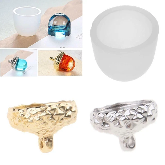 Silikon Schmuck Anhänger Form & 2 x Perlenkappen Harzguss Epoxid Eichel Form