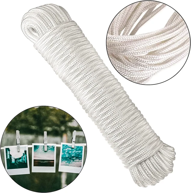 Marco de imagen 20M x 4MM cuerda colgante, cable colgante de imagen, nailon fuerte blanco
