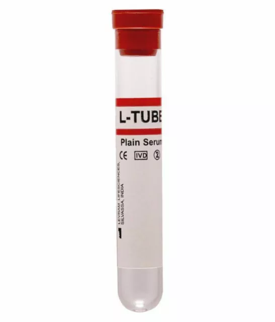 L-Tube Single Cap Lv-13034 Plain Serum tube 4 Ml - ( Pack Of 100 ) Red color