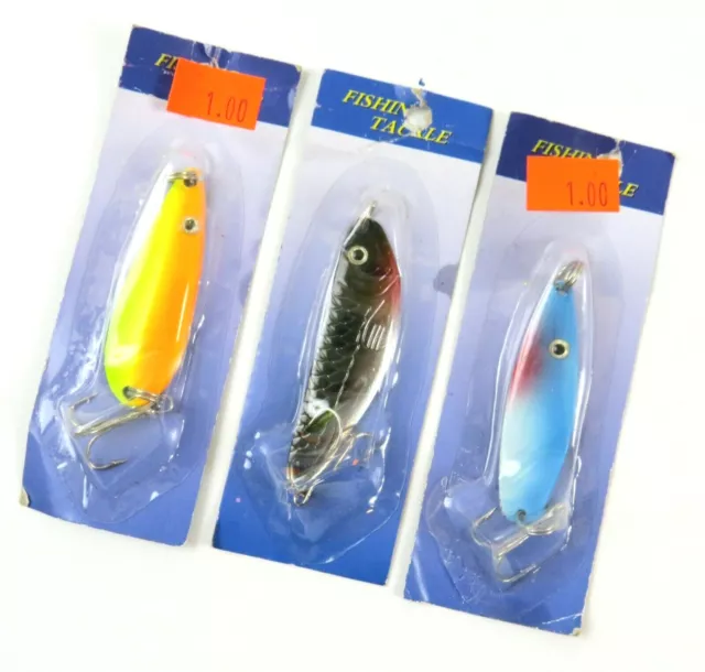 MIXED LOT OF 3 Old Stock Small Spoon Jig Fishing Lures, Unbranded