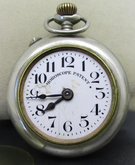 Montre à Gousset Ancienne N°12 - Argentée, Cadran émaillé, Mécanique - Vintage Français