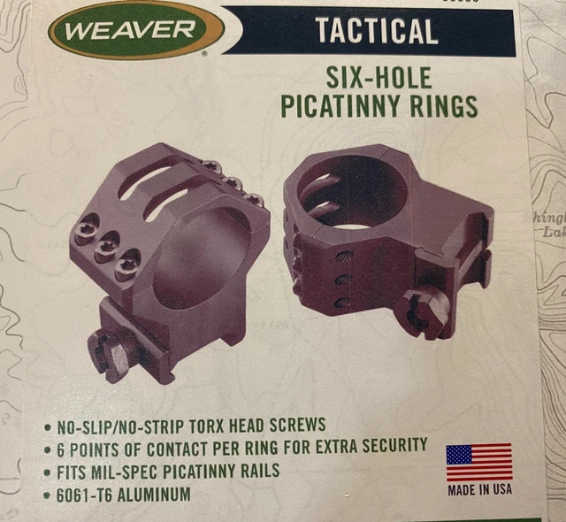 WEAVER 6HOLE TACTICAL Picatinny Rifle Scope Rings, 30mm EXTRA HIGH
