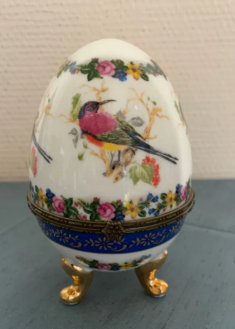 Limoges Porzellan Ei Ostern Schmuckdose Landhaus Romantik H10cm