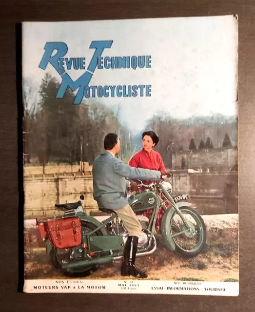 REVUE TECHNIQUE TOURISTIQUE MOTOCYCLISTE n° 63 MAI 1953 MOTEURS VAP & LA MOTOM