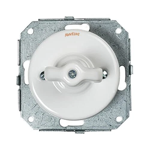 FONTINI - GARBY COLONIAL - Interrupteur Va & Vient et Manette Porcelaine Blan...