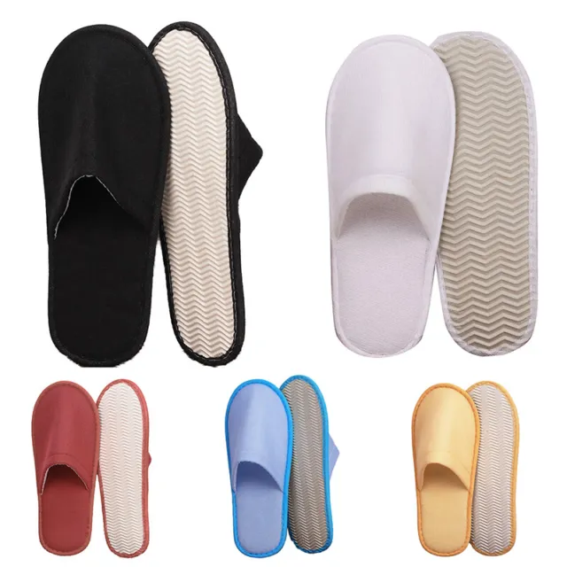 5 Pairs Disposable Slippers Closed Toe Spa Slippers Non-Slip Hotel Travel Guest