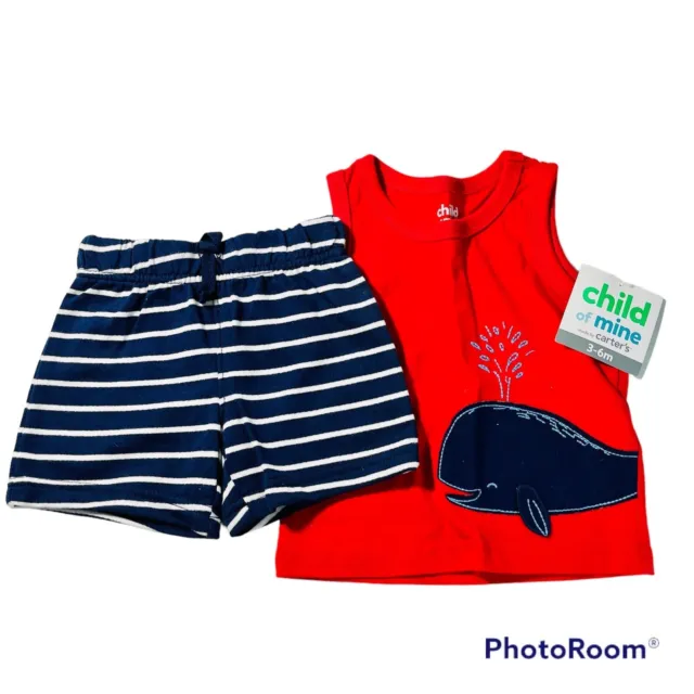 Carter’s Baby Boys Matching Set Whale Tank Top and Shorts Size 3-6 Months