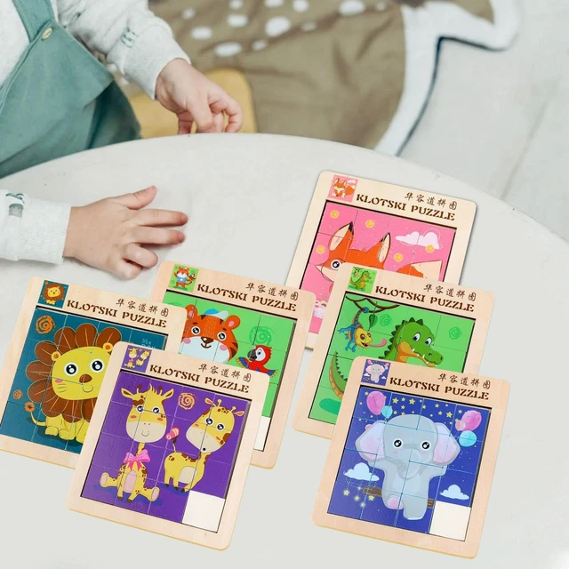 Cartoon Animal Jigsaw Puzzle Number Slide Jigsaw (1-15 Math Number) Wood Puzzles