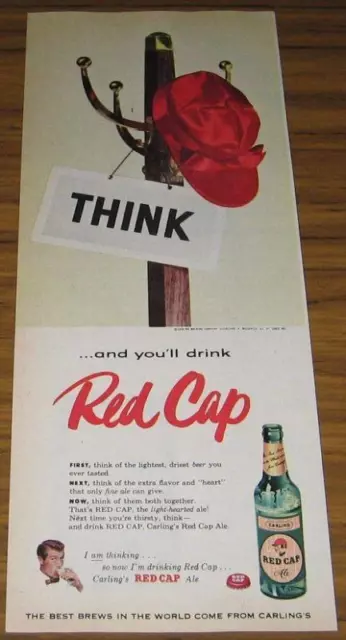 1955 Ad Carling Red Cap Ale Think