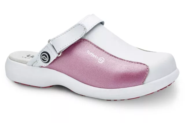 Toffeln Ultra Lite Shiny Hot Pink Womens Work Nurses Clogs Comfortable Shoes UK