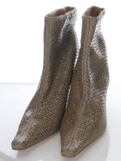 D25  $562 Women's Sz 41 M Miista Shelly Woven Leather Kitten Heel Boot