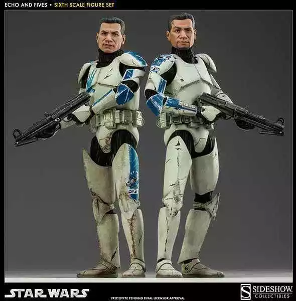 Sideshow Star Wars Clone Troopers Echo And Fives 1/6 Scale 12" Figure 100201 New