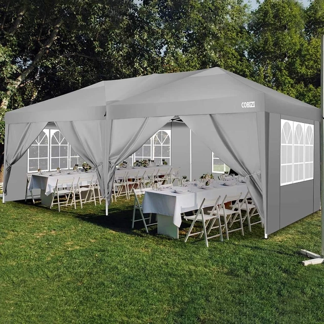 Pavillon Partyzelt Gartenzelt 3x6m UV-Schutz 18m² Festzelt Bierzelt Grau Garten