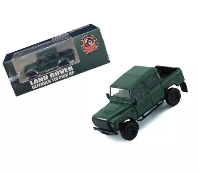 Land Rover Defender 110 Pickup Truck Green With Extra Wheels 1/64 Diecast Model