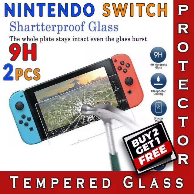 2x Nintendo Switch Screen Protectors 9H  Anti-Scratch Ultra Clear Tempered Glass