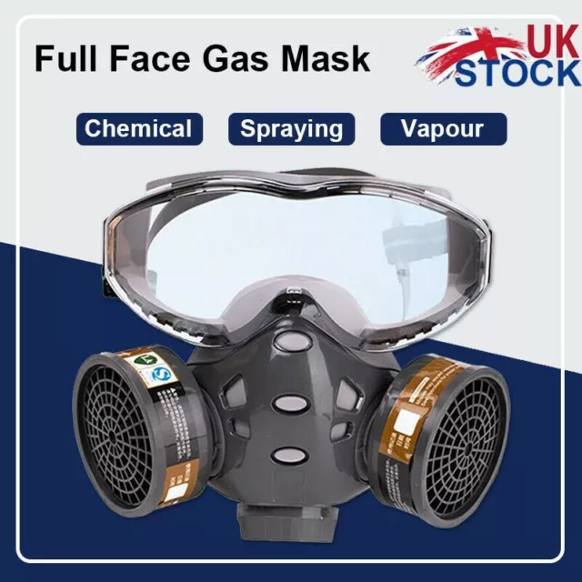 Safety Work Full Face Gas Mask For Paint Spray Chemical Respirator With Goggles