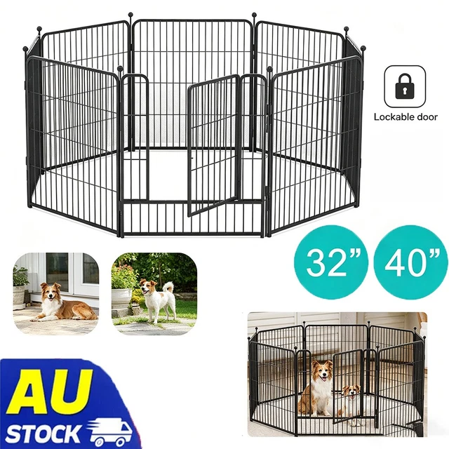 14/32/40& DOG PET Playpen Enclosure 8 Panel Cage Puppy Fence Exercise ...