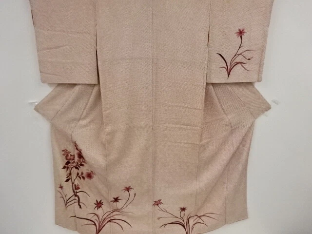 40093# Japanese Kimono / Antique Kimono / Embroidery / All Shibori / Floral Plan