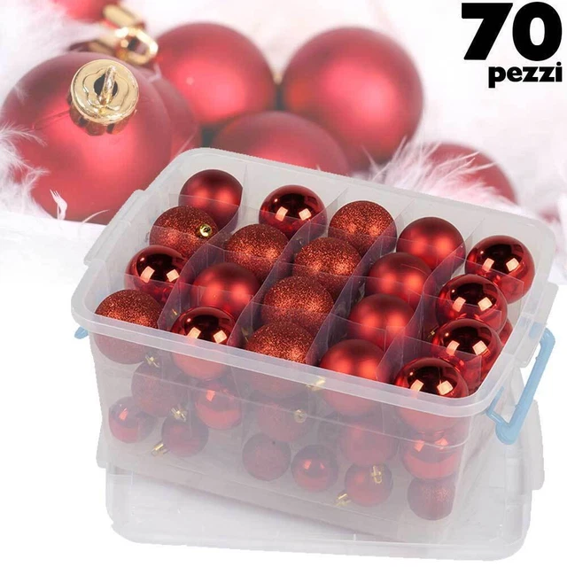 49 Palline Di Natale In Plastica - Decorazioni Per Albero Rosse, Opache E Smaltate, Set Completo Per Feste